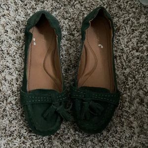 Dark green flats